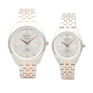 Alexandre Christie AC 8595 Silver Rosegold Couple